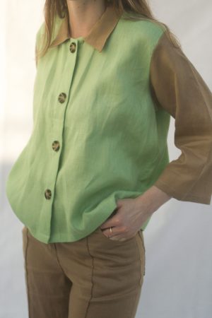 Camisa Ameli color block verde