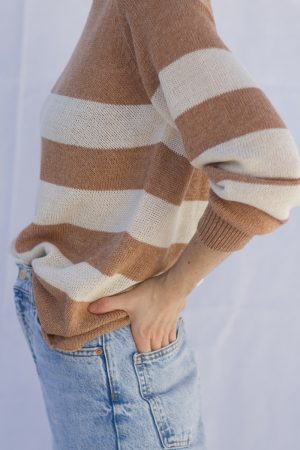 Sweater basic rayas tostado