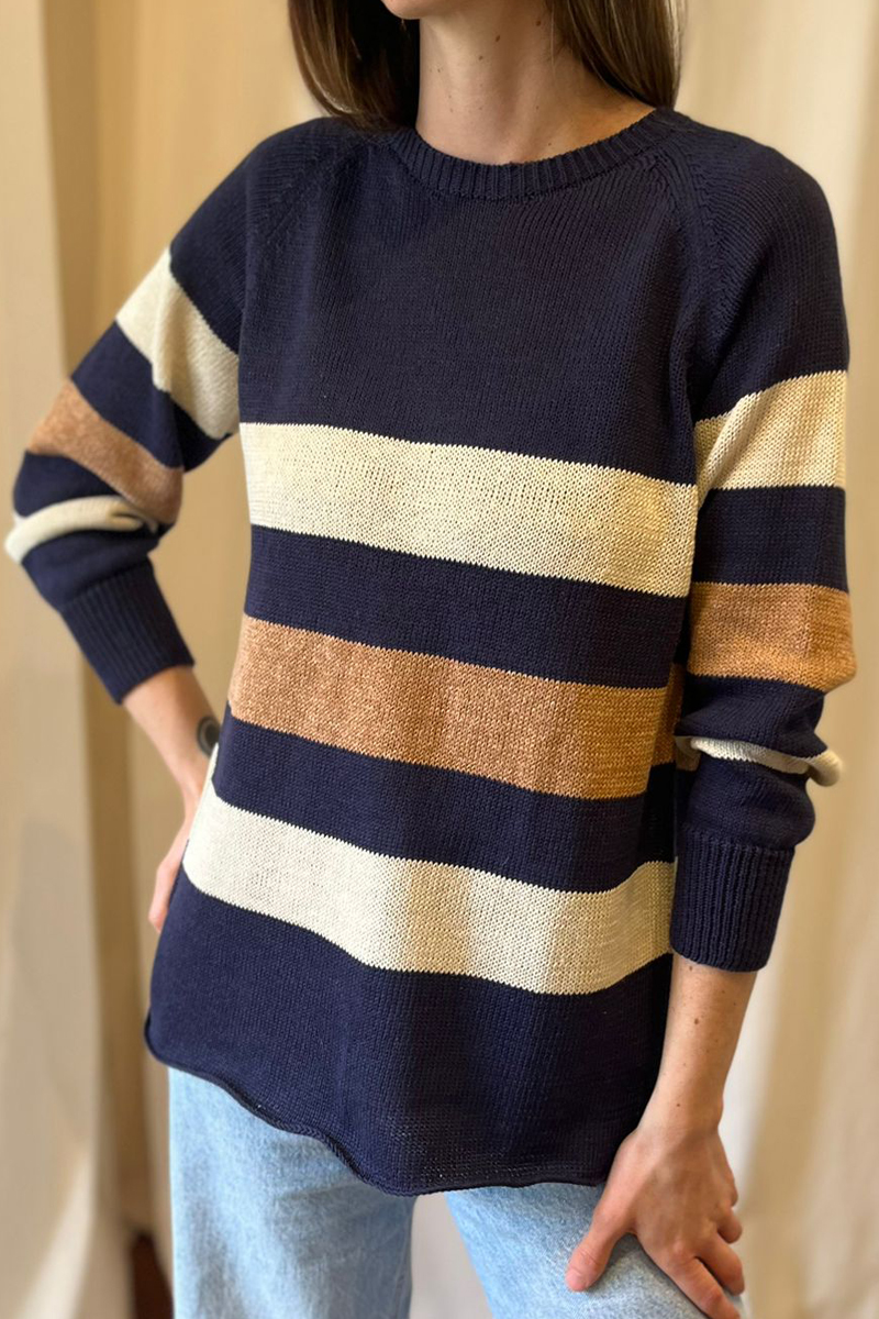 Sweater basic rayas azul